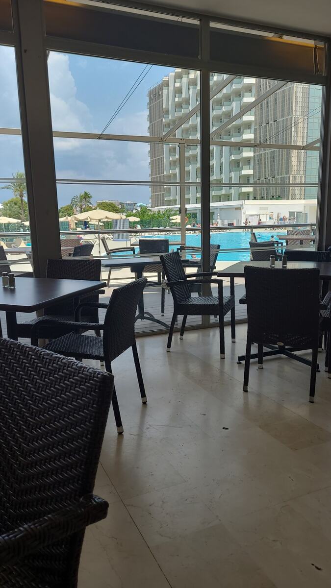 View from the restaurant towards the swimming pool at Sol Barbados